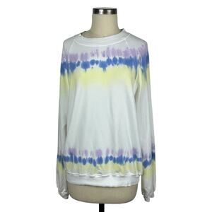ELECTRIC & ROSE White Colorful Tie Dye Pullover Sweatshirt Women's Size Medium